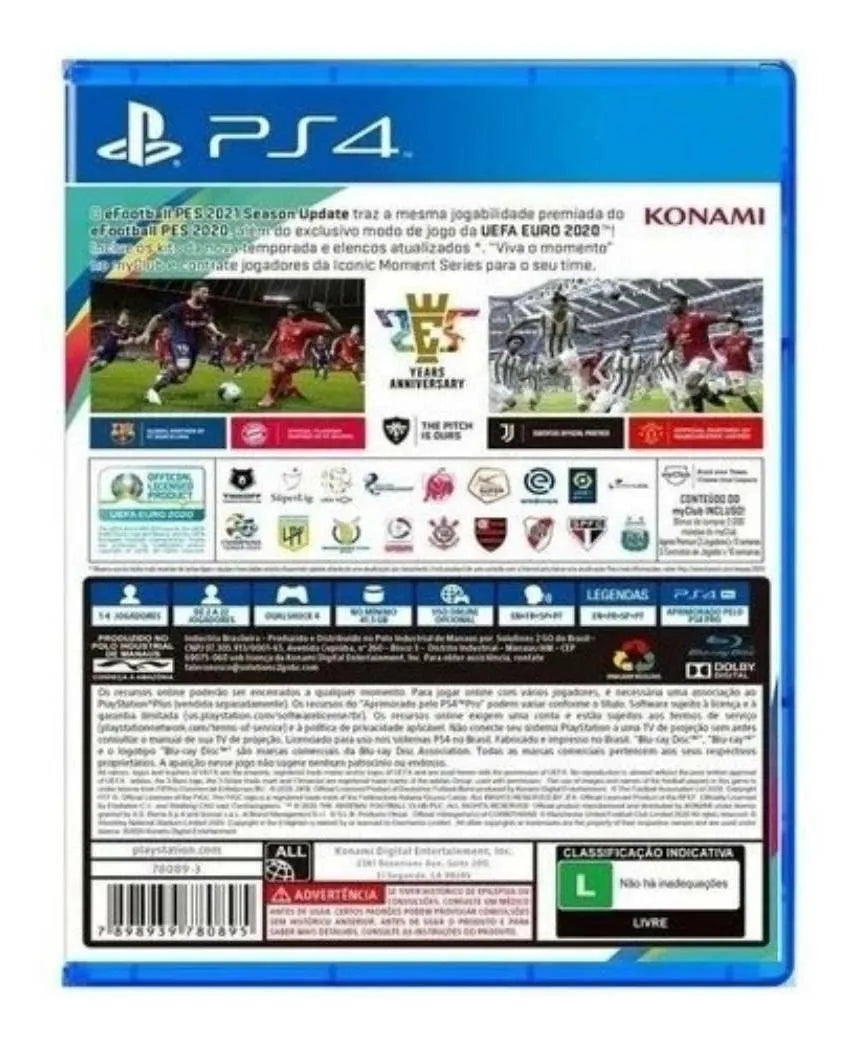Pes 21 ps4 semi novo (midia fisica)