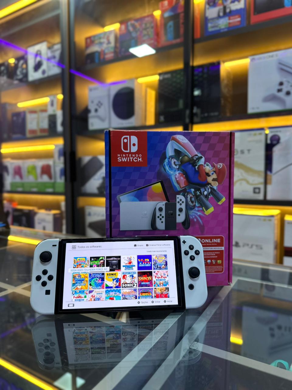 Nintendo switch oled semi novo desbloqueado 128gb + 40 jogos * fotos ilustrativa*